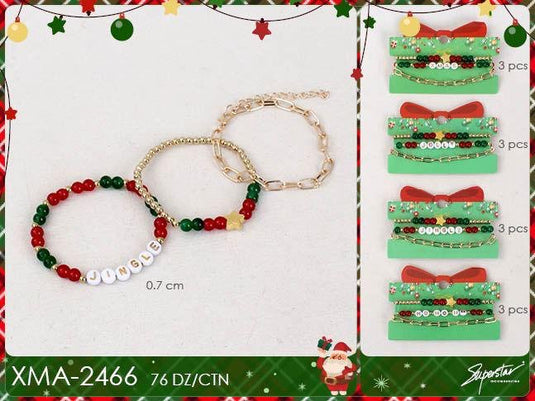 Jewelry- XMAS Assorted Bracelet XMA-2466 (12pc pack)