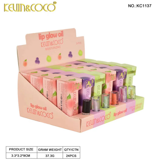 Lips-Kevin&Coco Lip Glow Fruit Lip Gloss KC1137 ($1 each, 24pc display)