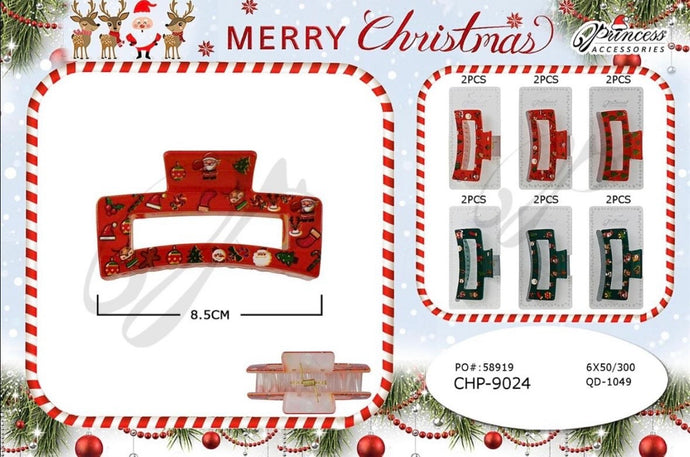 Hair-Christmas Jaw Hair Clip CHP-9024 (12pc pack)