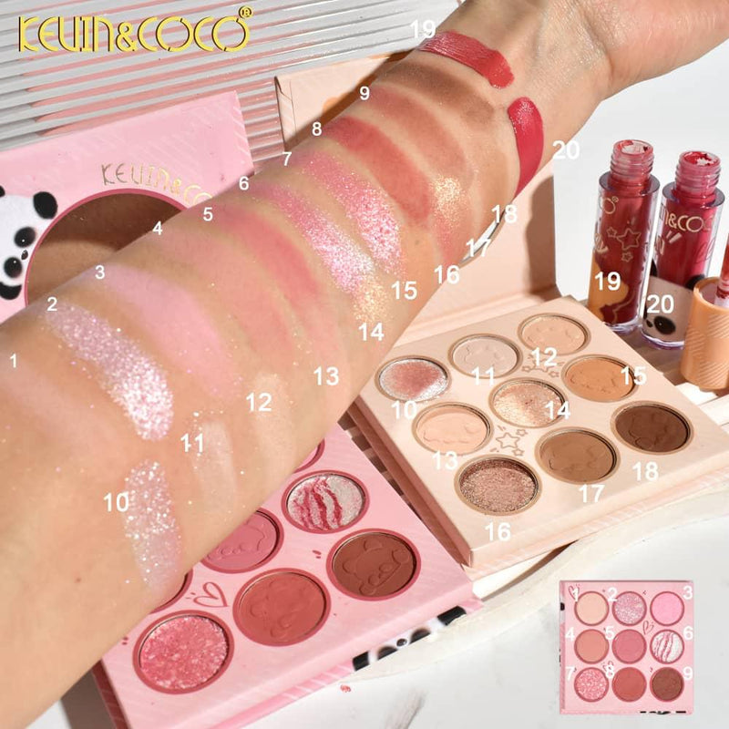 Load image into Gallery viewer, Eyes- Kevin&amp;Coco Beautiful Time Pink/Yellow Eyeshadow palettes &amp; Lipgloss KC245611 (24pc display, $1.25 each)
