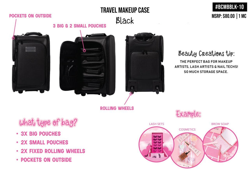 Load image into Gallery viewer, Novelties- Beauty Creations Travel Makeup Case Black BCMBBLK-10 (1pc)
