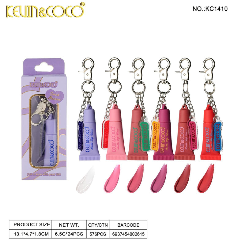 Load image into Gallery viewer, Lips-Kevin&amp;Coco Matte Lip Gloss Keychain KC1410 ($1 each, 24pc display)
