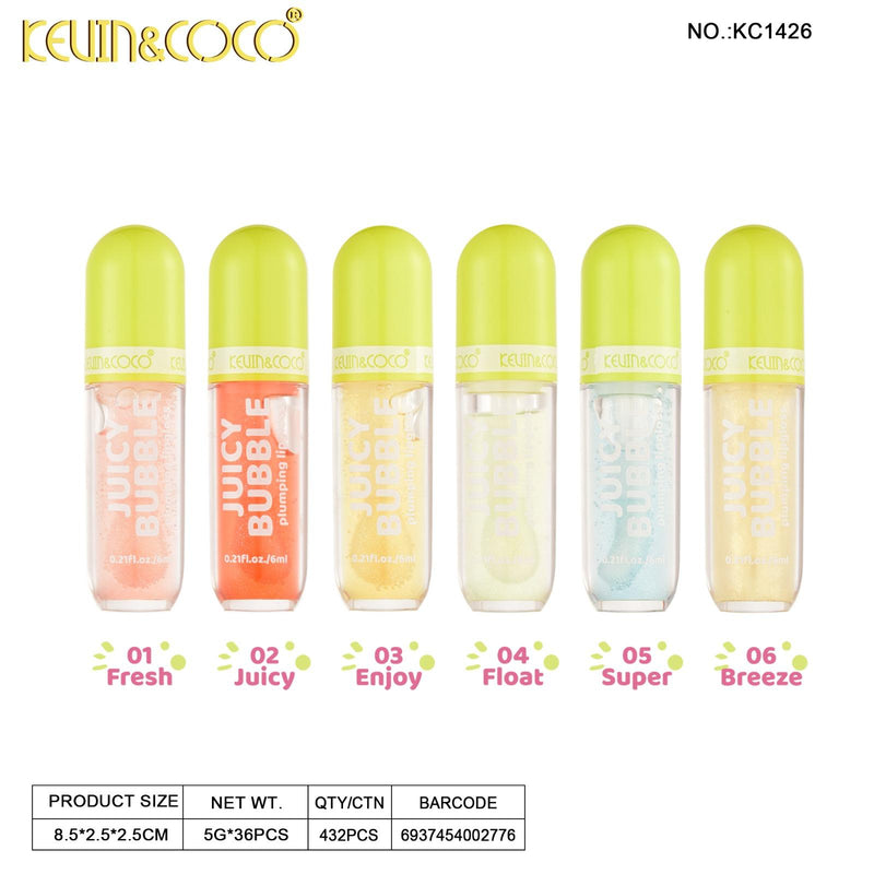 Load image into Gallery viewer, Lips-Kevin&amp;Coco Jucy Bubble  Plumping Lip Gloss KC1426 ($1 each, 36pc display)
