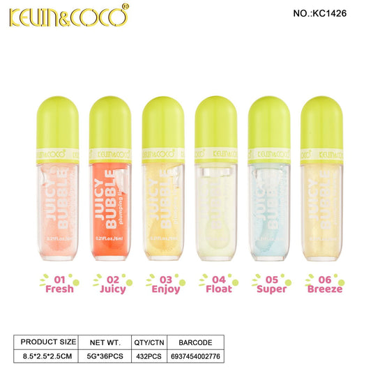 Lips-Kevin&Coco Jucy Bubble  Plumping Lip Gloss KC1426 ($1 each, 36pc display)