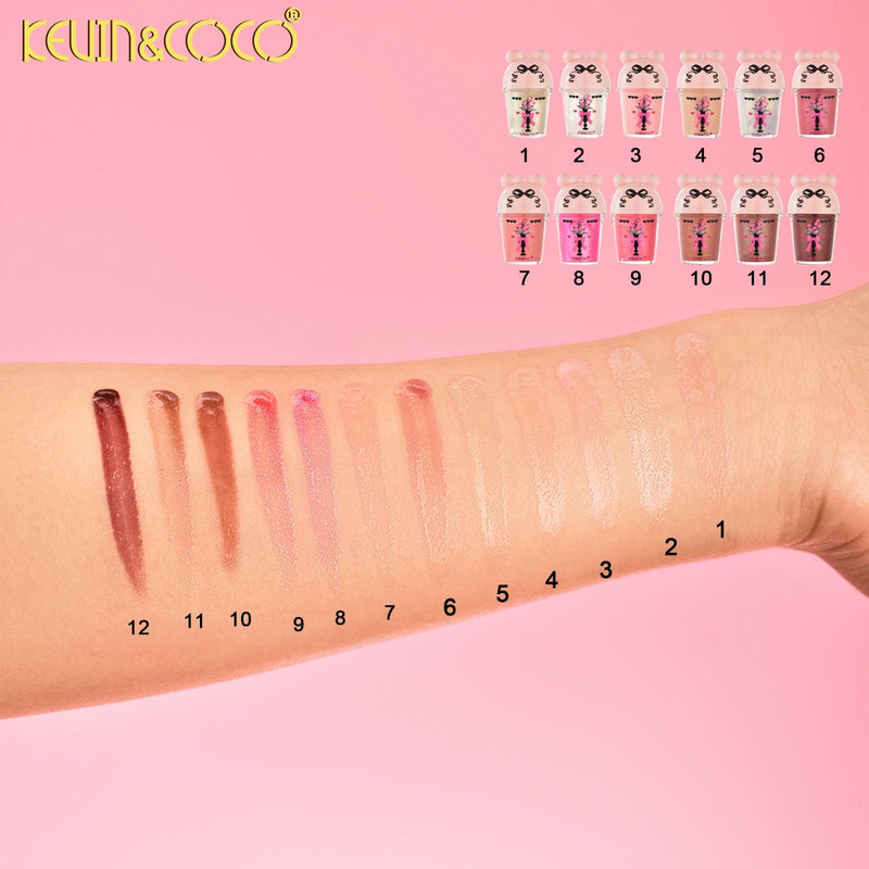 Load image into Gallery viewer, Lips-Kevin&amp;Coco Bow Flower Vase Lip Gloss KC1162 ($1 each, 24pc display)
