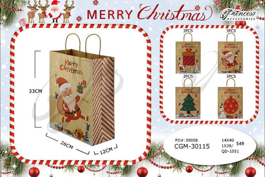 Novelties-Christmas Paper Gift Bag CGM-30115 (12pc pack)