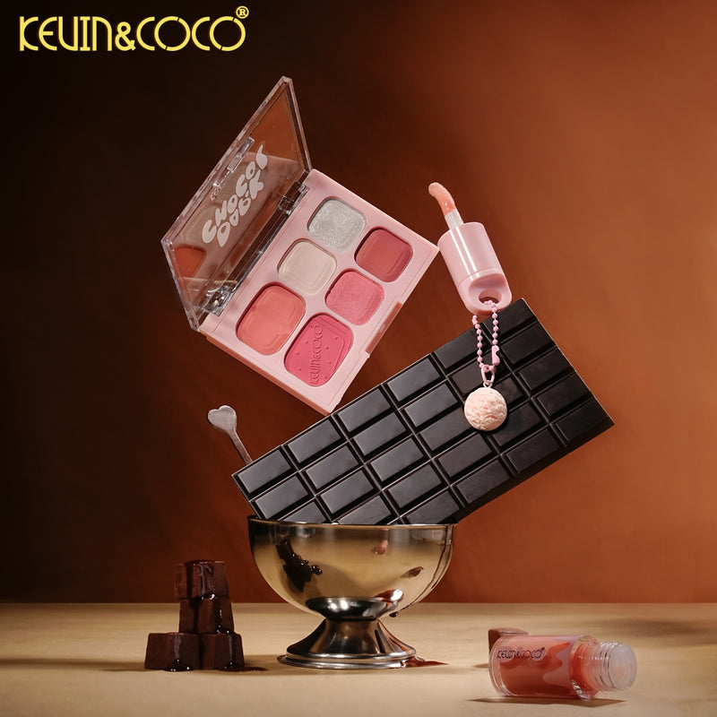 Load image into Gallery viewer, Eyes-Kevin&amp;Coco Dark Chocol Palette &amp; Lip Gloss Set KC1326 ($2.25 each, 6pc display)
