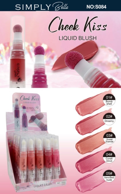 Face- Simply Bella Cheek Kiss Liquid Blush SO84 (30pcs display, $1.50 each)