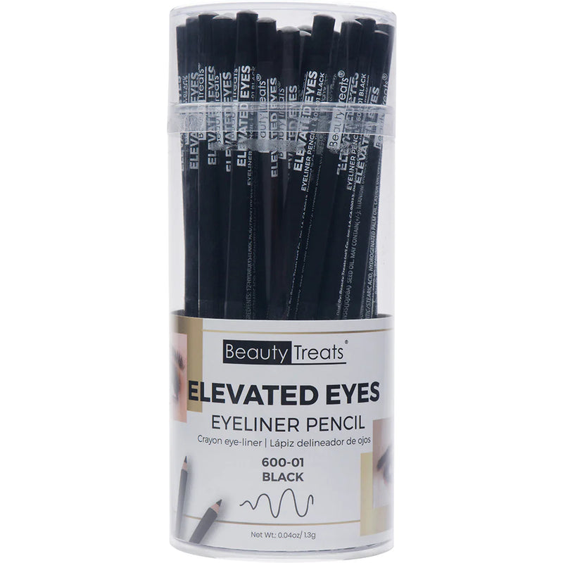 Load image into Gallery viewer, Eyes-Beauty Treats Elevated Eyes Eyeliner Pencil Jar - Black #600-01 ($0.35 each, 48pc Jar)
