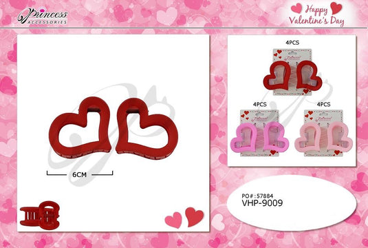 Hair- Valentine Heart Hair Clip Set VHP-9009 (12pc pack)