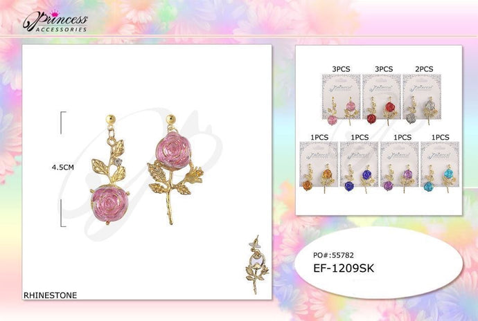 Jewelry- Rose Earrings EF-1209SK (12pc pack)