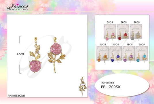 Jewelry- Rose Earrings EF-1209SK (12pc pack)