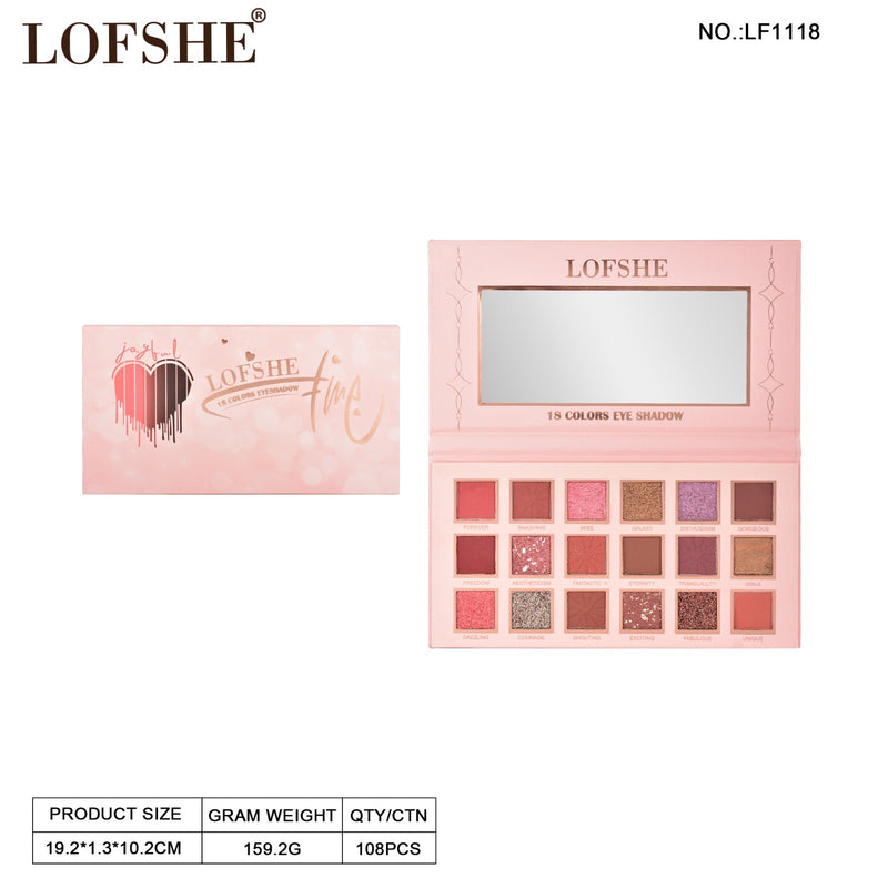 Load image into Gallery viewer, Face-Kevin&amp;Coco LOFSHE Joyful Time 18 Colors Eyeshadow Palette LF1118 ($2 each, 6pc display)
