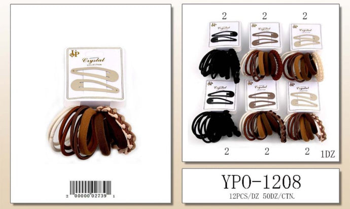 Hair- Assorted Hair Ties YPO-1208 (12pc pack)