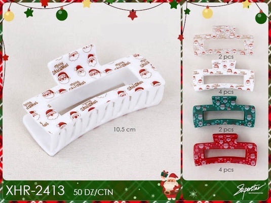 Hair- Xmas Santa Hair Clip XHR-2413 (12pc pack)