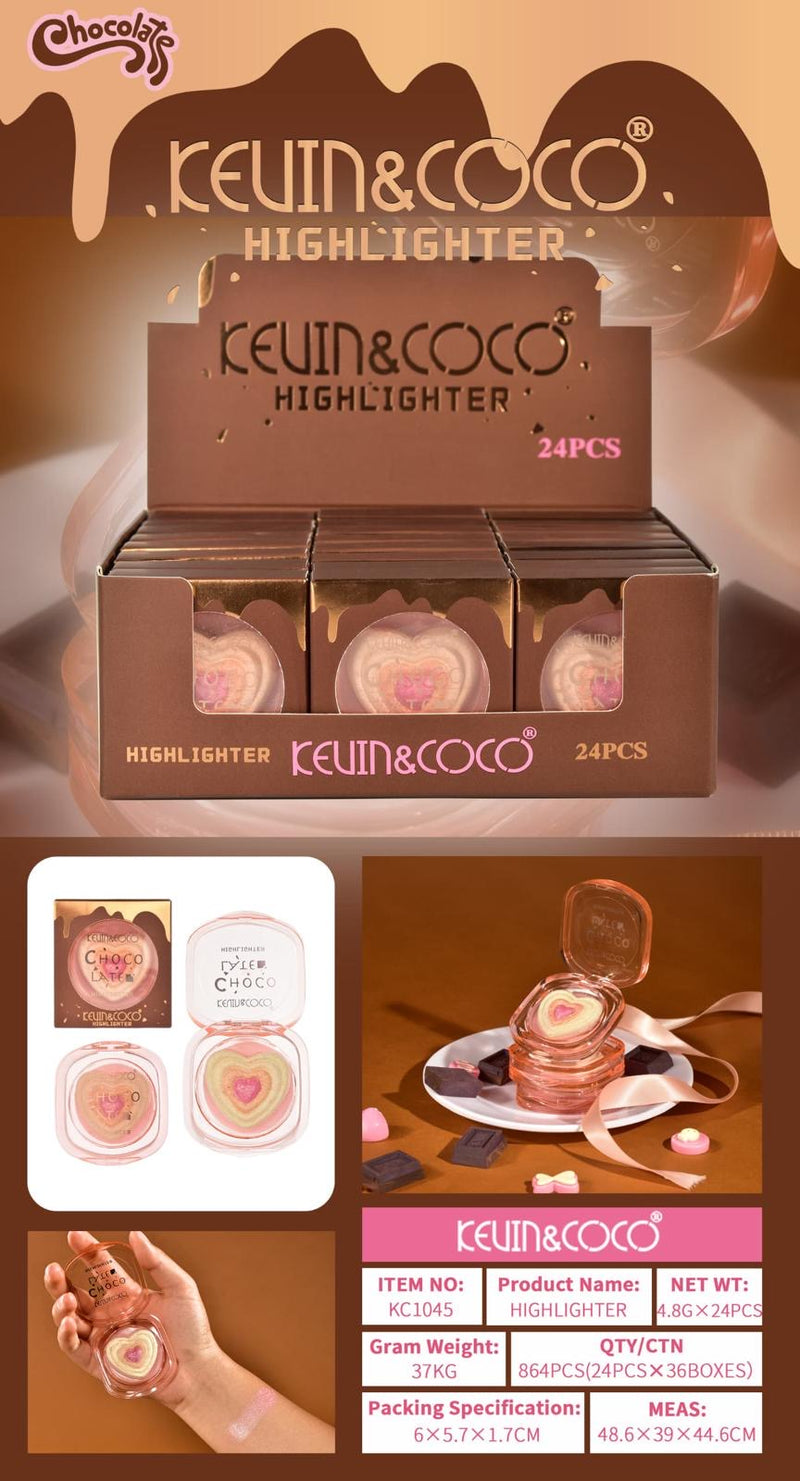 Load image into Gallery viewer, Face-Kevin&amp;Coco Chocolate Collection Highlighter KC1045 ($1.38 each, 24pc display)
