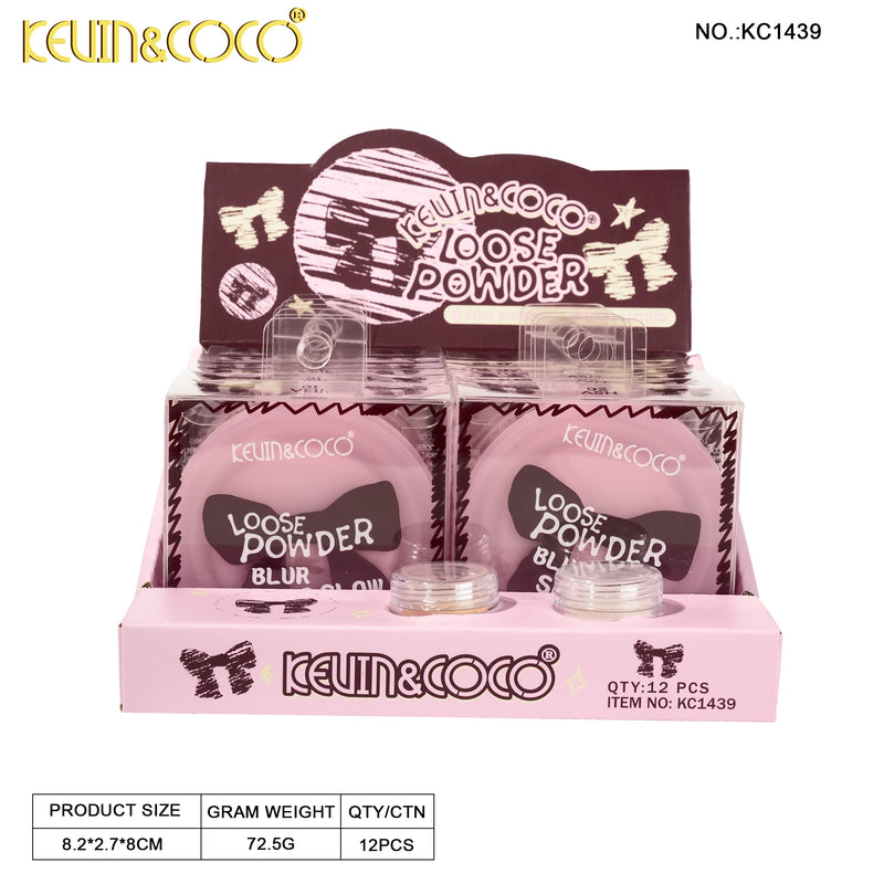 Load image into Gallery viewer, Face-Kevin&amp;Coco Bow Loose Powder Blurh, Set, Glow KC1439 ($1.75 each, 12pc display)
