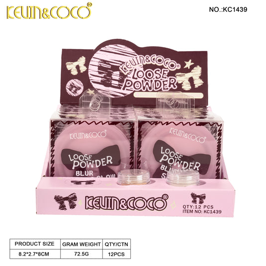 Face-Kevin&Coco Bow Loose Powder Blurh, Set, Glow KC1439 ($1.75 each, 12pc display)
