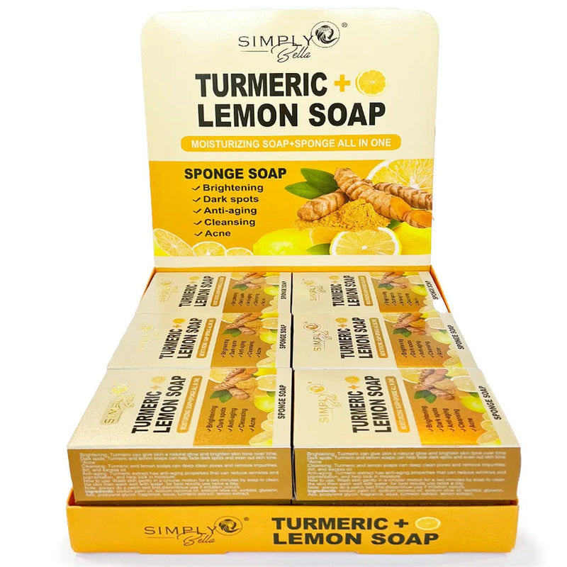 Load image into Gallery viewer, Skincare- Simply Bella Turmeric Lemon Moisturizing Soap + Sponge All In One SIM016 (12pc box, $2 each)
