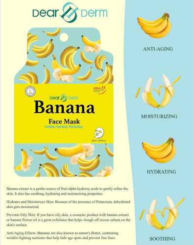 Skincare- Dear Derm Banana Face Sheet Mask DDM-BANA (Pack of 10)