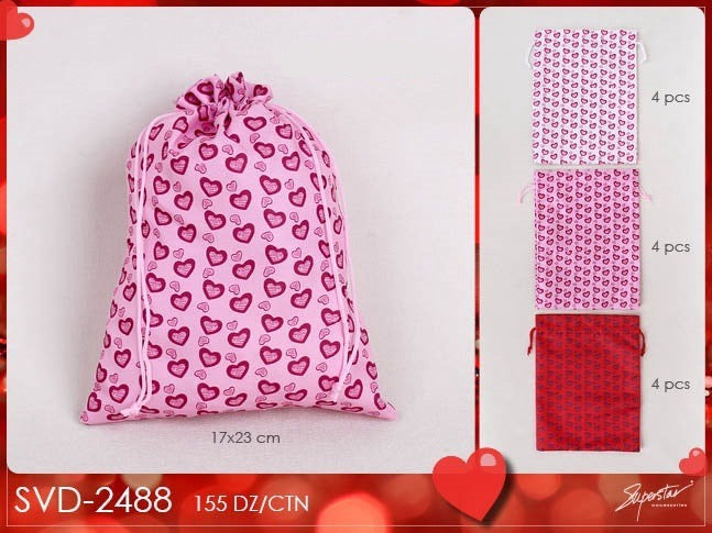 Accessories- Valentine Hearts Goodie Bags SVD-2488 (12pc pack)