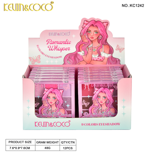 Eyes-Kevin&Coco Romantic Whisper 9 Colors Eyeshadow Palette KC1242 ($1.25 each, 12pc Display)