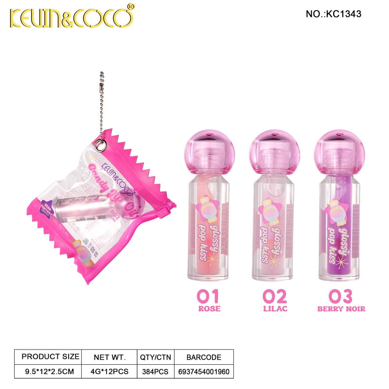 Load image into Gallery viewer, Lips-Kevin&amp;Coco Glossy Pop Kiss Ph Lip Oil KC1343 ($1.25 each, 12pc Display)
