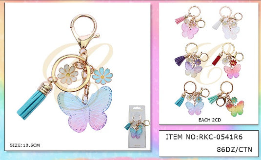Mm Accessories-Translucent Butterfly Keychains RKC-0541R6 (12pc pack)