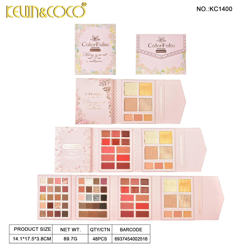 Load image into Gallery viewer, Face-Kevin&amp;Coco Color Folio Eyeshadow Palette KC1400 ($9.25 each, 3pc bundle)
