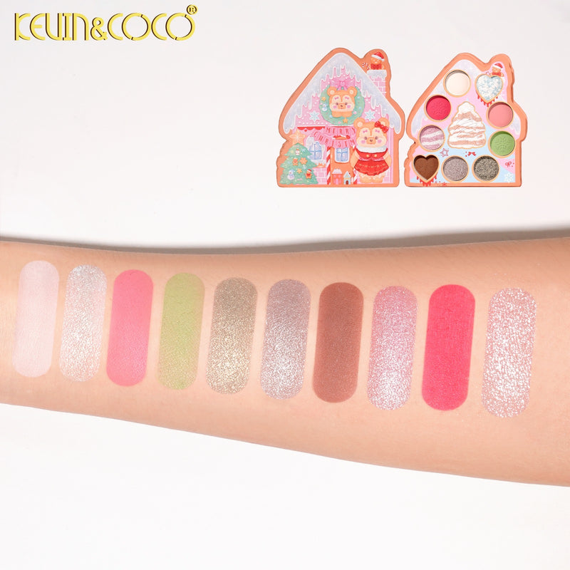 Load image into Gallery viewer, Face-Kevin&amp;Coco Bear-y-Merry Gingerbread House Eyeshadow Palette KC2084 ($4 each, 12pc display)
