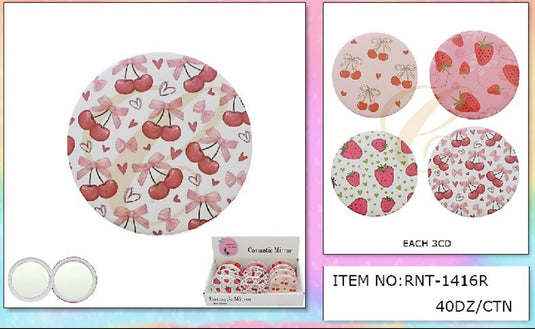 Accessories-Cherry Cosmetic Mirror RNT-1416R (12pc box)
