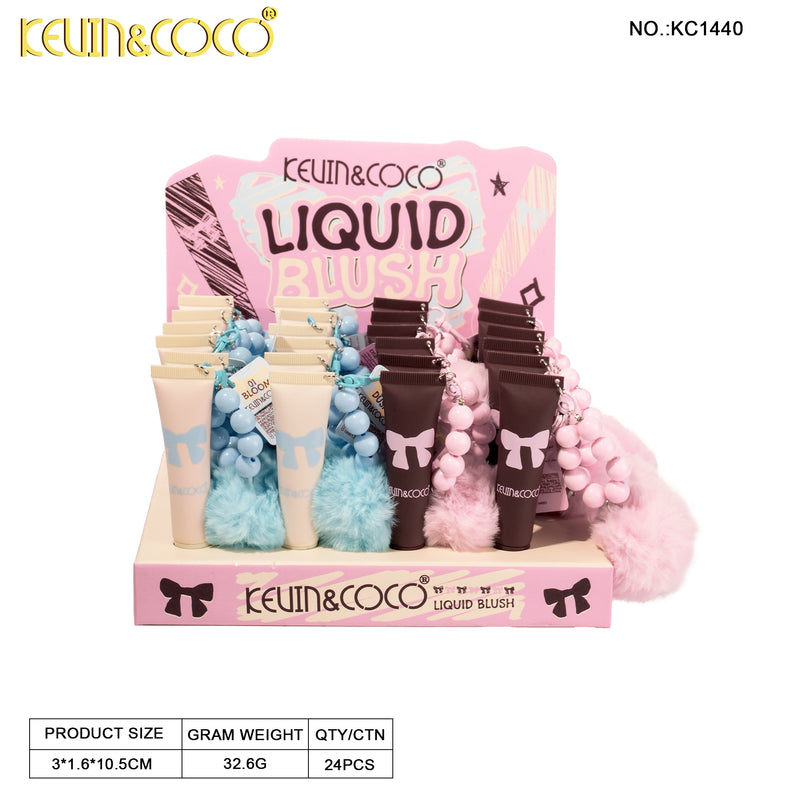 Load image into Gallery viewer, Face-Kevin&amp;Coco Bow Liquid Blush With Keychain KC1440 ($1.50 each, 24pc Display)
