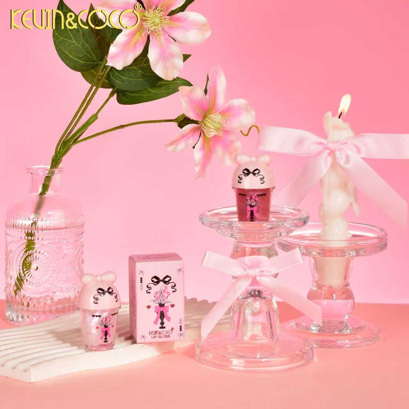 Load image into Gallery viewer, Lips-Kevin&amp;Coco Bow Flower Vase Lip Gloss KC1162 ($1 each, 24pc display)
