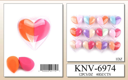 Face-Heart 2pc Makeup Sponge KNV-6974 (12pc pack)