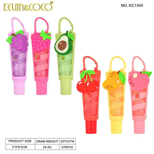 Lips-Kevin&Coco Fruit Time Lip Gloss Keychain KC1345 ($1 each, 36pc display)