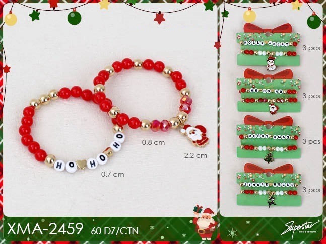 Jewelry- Xmas Charm Bracelet XMA-2459 (12pc pack)