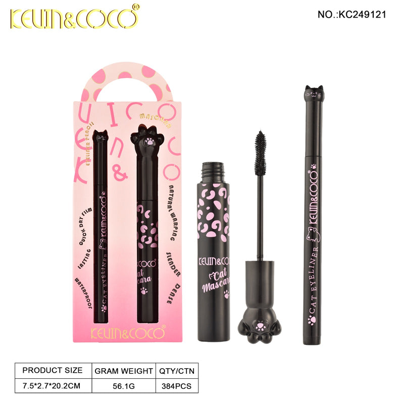 Load image into Gallery viewer, Eyes-Kitten Eyeliner &amp; Mascara Set KC249121 ($2 each, 12pc display)
