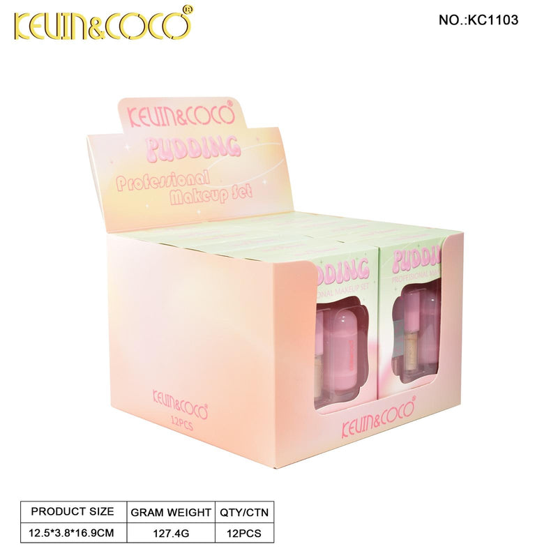 Load image into Gallery viewer, Face-Kevin&amp;Coco Pudding Makeup Set- Blush, Highlight and Lip Gloss KC1103-A ($3 each, 12pc display)
