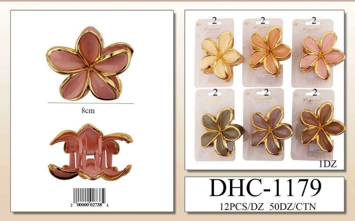 Hair-Flower Jaw Hair Clip DHC-1179 (12pc pack)