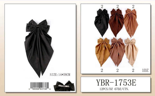 Hair-Brown Colors Hair Ribbon YBR-1753E (12pc pack)