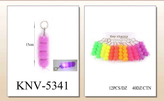Novelties-Worms Squishy Keychains KNV-5341 (12pc pack)