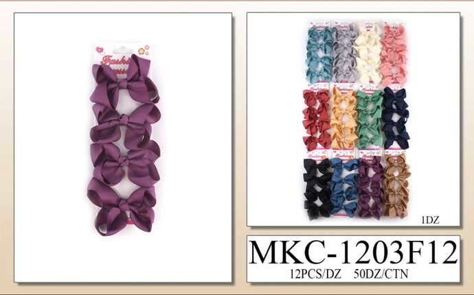 Hair-Small Hair Bow Clip MKC-1203F12 (12pc pack)