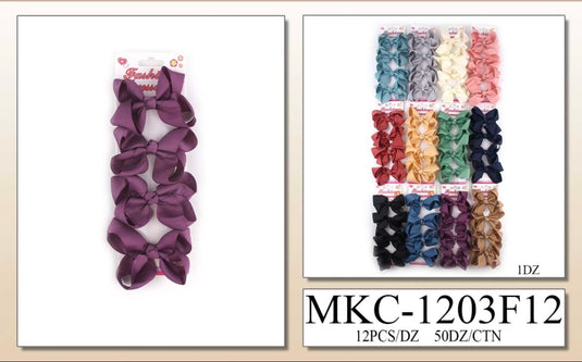 Hair-Small Hair Bow Clip MKC-1203F12 (12pc pack)