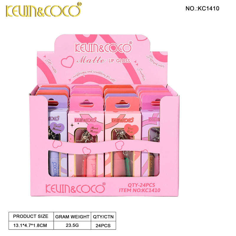 Load image into Gallery viewer, Lips-Kevin&amp;Coco Matte Lip Gloss Keychain KC1410 ($1 each, 24pc display)
