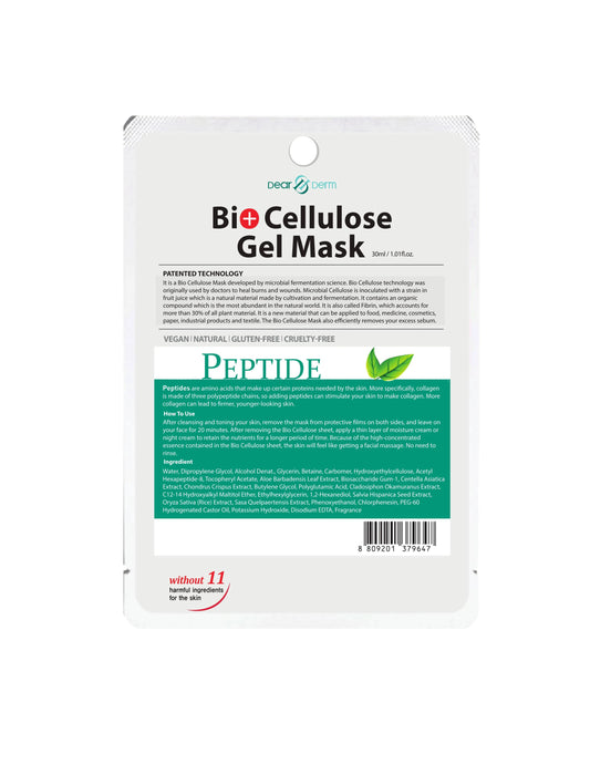 Skincare- Dear Derm Bio+Cellulose Gel Mask PEPTIDE (Pack of 10)