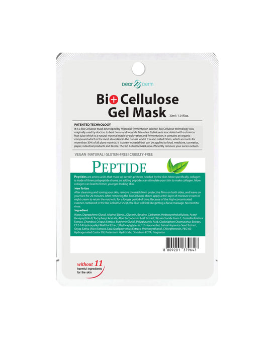 Skincare- Dear Derm Bio+Cellulose Gel Mask PEPTIDE (Pack of 10)