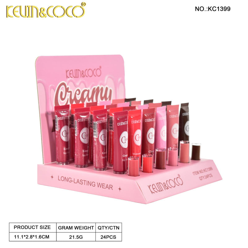 Load image into Gallery viewer, Lips-Kevin&amp;Coco Creamy Lip Gloss KC1399 ($1 each, 24pc display)
