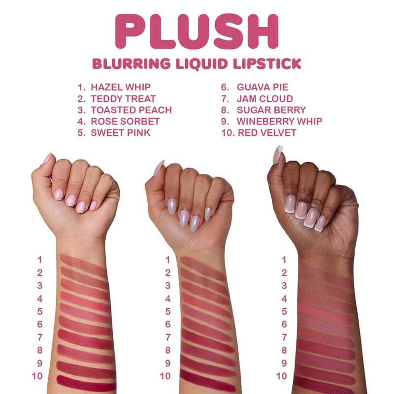 Load image into Gallery viewer, Lips-Beauty Creations Plush Collection Blurring Soft Matte Liquid Lipstick  #PLBLP ($3.50 each, 6pc bundle)
