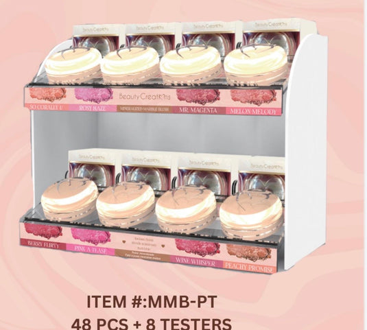 ***PRE-ORDER*** Face-Beauty Creations Mineralized Marble Blush Display MMB-PT ($3.75 each, 48pc display + 8 Free Testers)