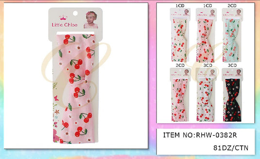 Hair- Cherry Headwrap Pastel Colors RHW-0382R (12pc pack)